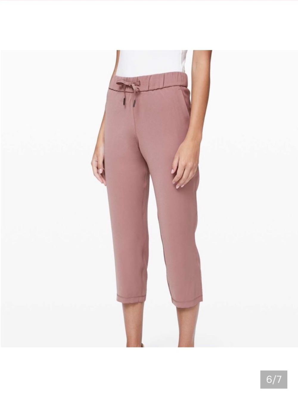 Lululemon Cropped Drawstring Capri Pants in Dusty Rose